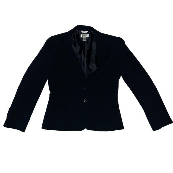 Talbots Blazer Women’s Black Size 4 Italian Fabric Two Buttons Jacket Office - Picture 1 of 12